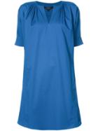 Derek Lam Short Sleeve Day Dress With Shoulder Pleats - Blue