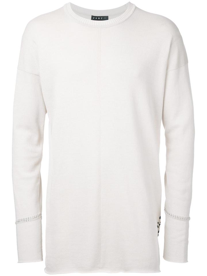 Roar Stitch Detail Long Jumper, Men's, Size: Iii, White, Cotton/rayon/japanese Paper