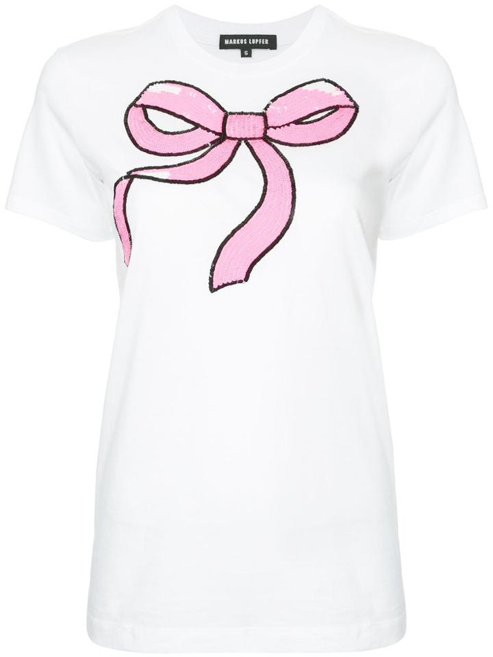 Markus Lupfer Sequined Bow T-shirt - White
