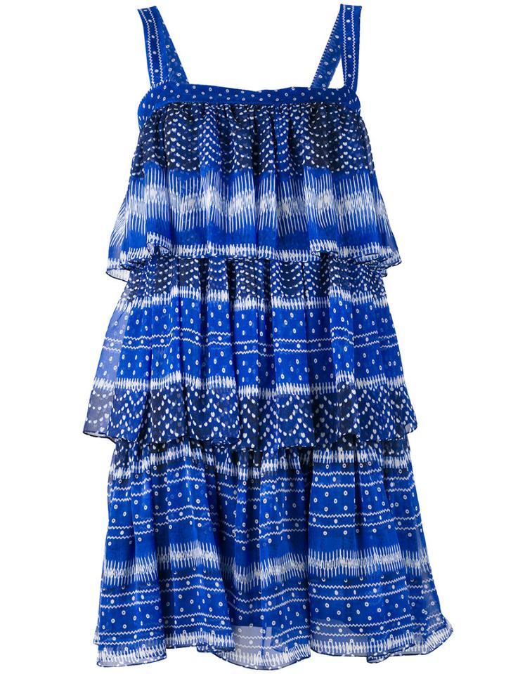 Plein Sud - Ruffled Layer Dress - Women - Silk/polyamide/acetate - 40, Blue, Silk/polyamide/acetate