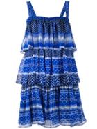 Plein Sud - Ruffled Layer Dress - Women - Silk/polyamide/acetate - 40, Blue, Silk/polyamide/acetate
