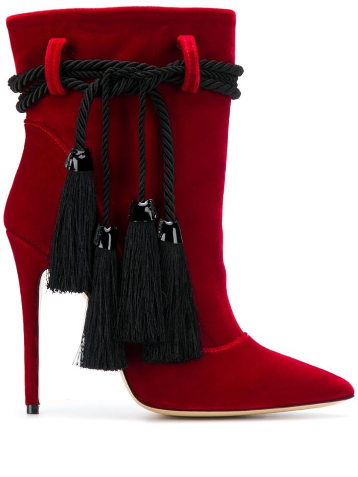 Aleksander Siradekian Contrast Tassel Heeled Boots - Red