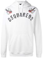 Dsquared2 Embroidered Bird Logo Hoodie, Men's, Size: Xxl, White, Cotton