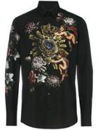 Dolce & Gabbana Angel And Flower Printed Cotton Shirt - Black
