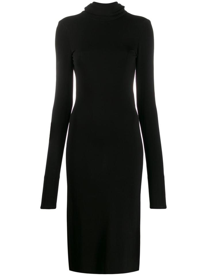 Styland Roll-neck Midi Dress - Black