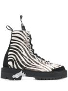 Off-white Zebra Print Calf Hair Boots - Black
