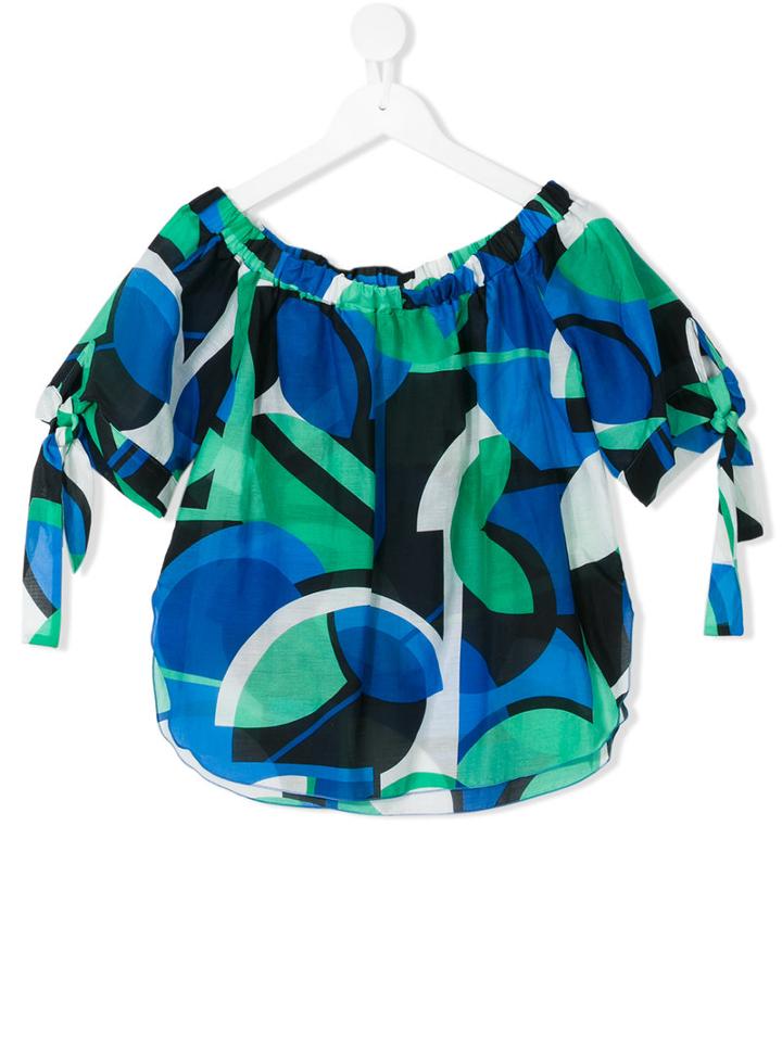 Loredana - Tied Sleeves Blouse - Kids - Silk/cotton - 10 Yrs, Blue