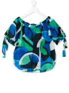 Loredana - Tied Sleeves Blouse - Kids - Silk/cotton - 10 Yrs, Blue