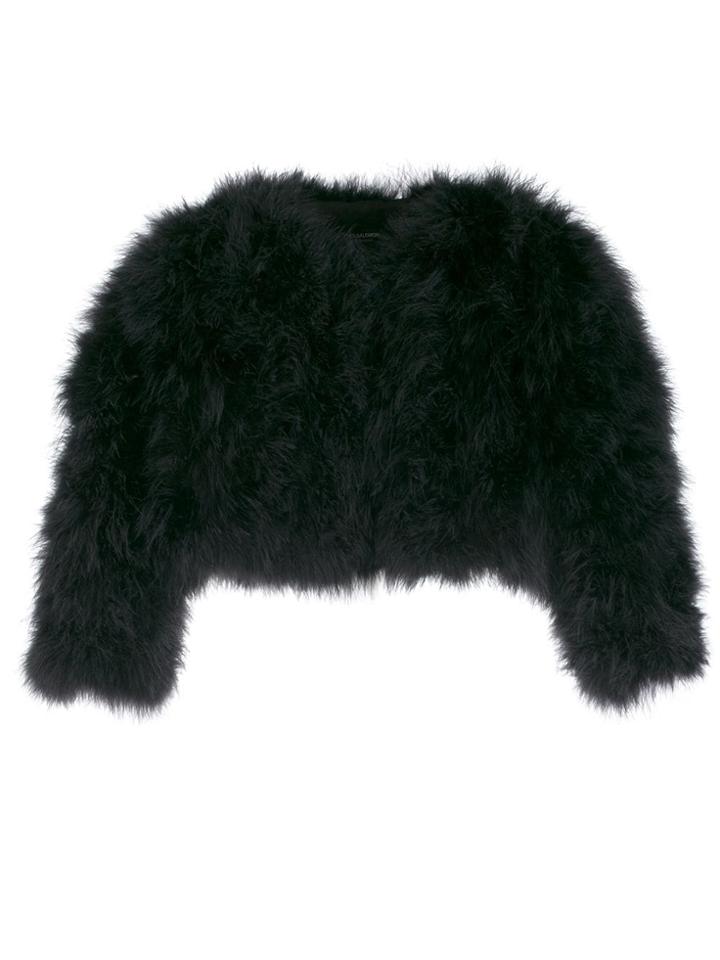 Yves Salomon Accessories Cropped Feather Jacket - Black
