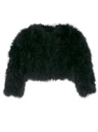 Yves Salomon Accessories Cropped Feather Jacket - Black