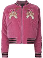 As65 Flower Embroidered Bomber Jacket - Pink
