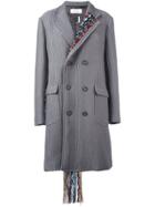 Facetasm Pinstriped Woven Detail Coat - Grey