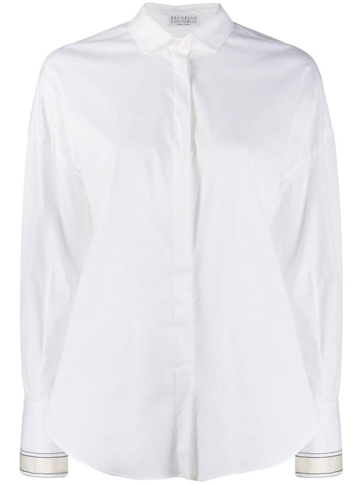 Brunello Cucinelli Embellished Cuff Shirt - White