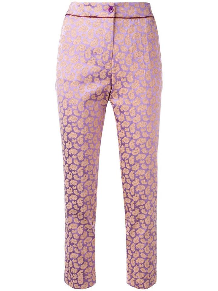 Etro Paisley Pattern Cropped Trousers, Women's, Size: 40, Pink/purple, Nylon/viscose/spandex/elastane