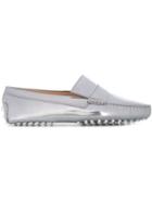 Tod S Hand-stitched Asymmetric Strap Glossy Loafers, Women's, Size: 37, Grey, Leather/rubber