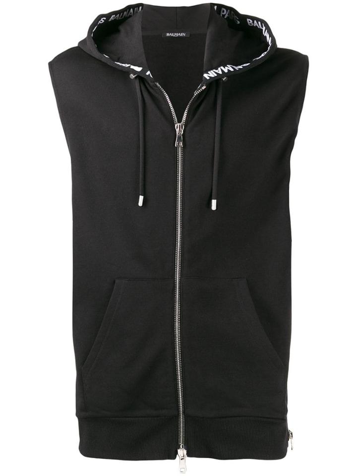 Balmain Logo Trimmed Gilet - Black