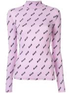 Ground Zero Printed Turtleneck Top - Pink