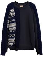 Burberry Cable And Fair Isle Knit Sweatshirt - Black