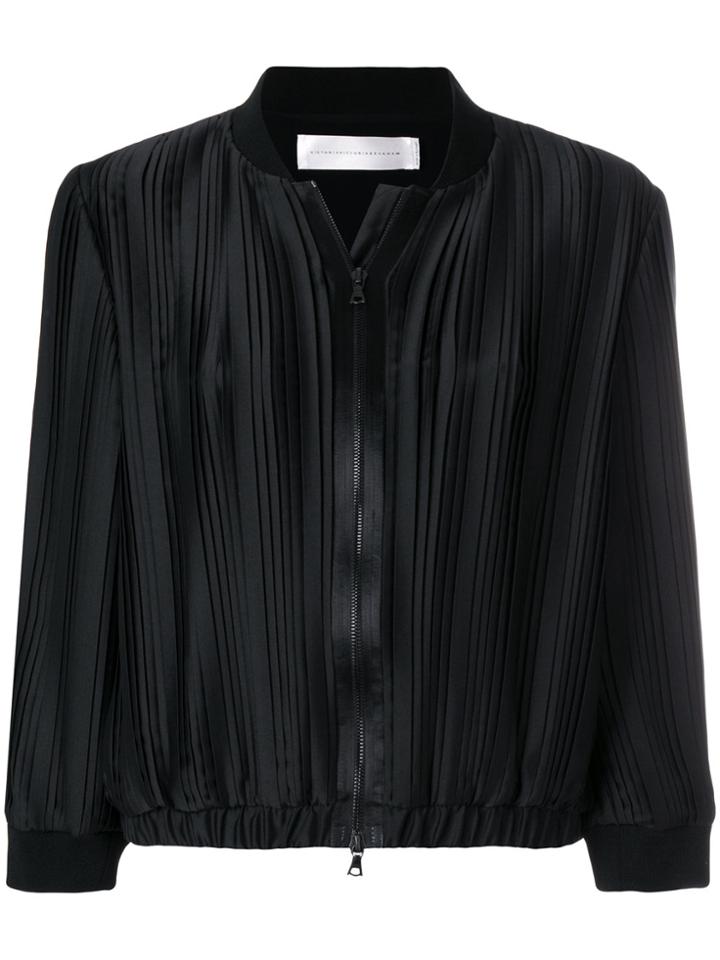 Victoria Beckham Pleated Bomber Jacket - Black