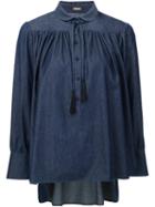Adam Lippes Blouson Blouse, Women's, Size: 2, Blue, Cotton