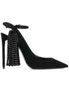 Saint Laurent Pointed Toe Tassel Strap Pumps - Black
