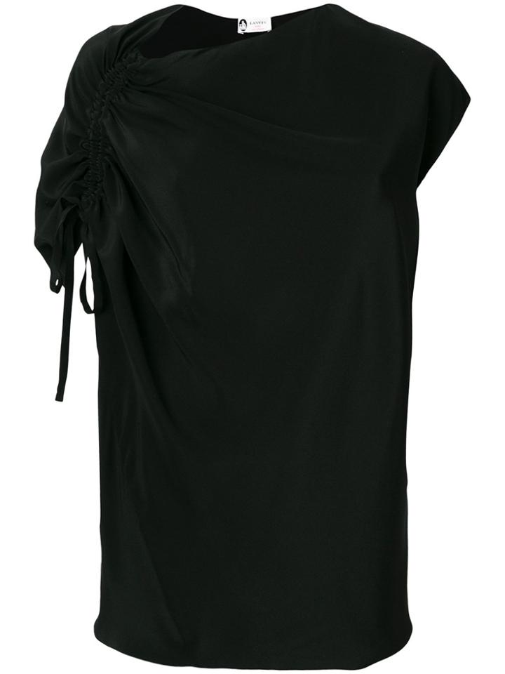 Lanvin Asymmetric Drawstring Blouse - Black