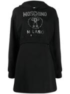 Moschino Logo Embellished Hoodie Dress - Black