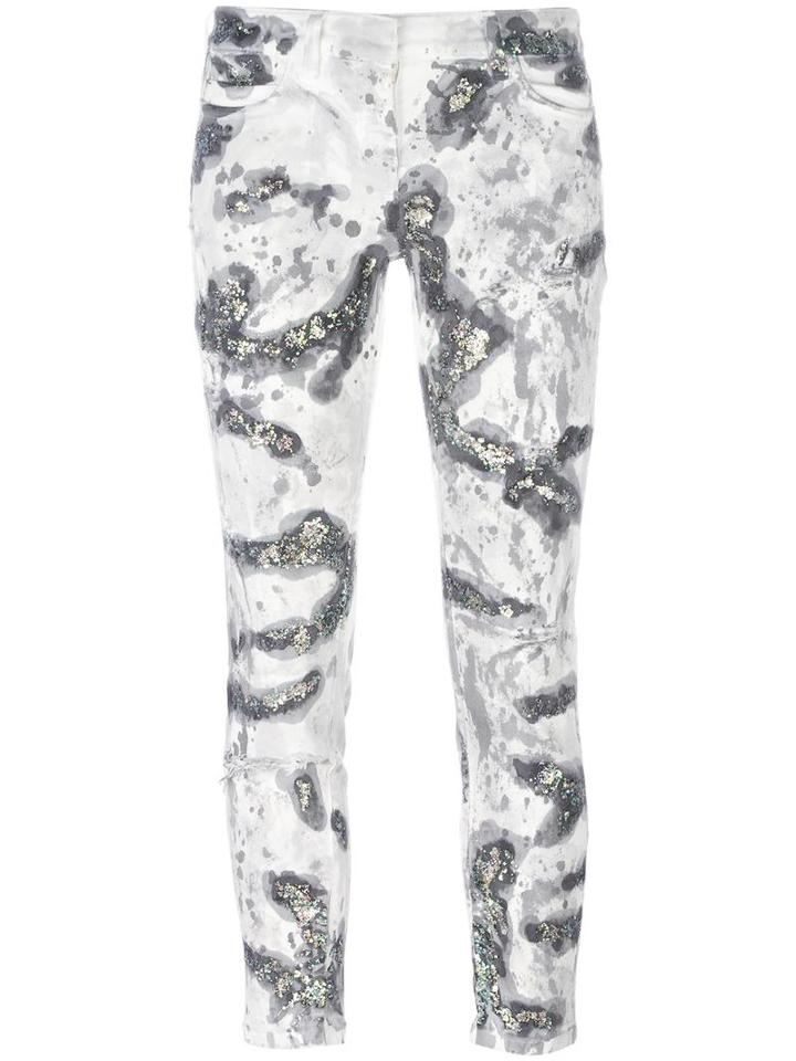 Faith Connexion Glitter Detail Skinny Jeans, Women's, Size: 25, White, Cotton/spandex/elastane