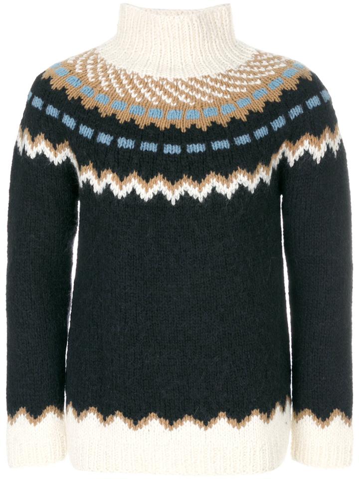 Valentino Patterned Turtleneck Jumper - Blue