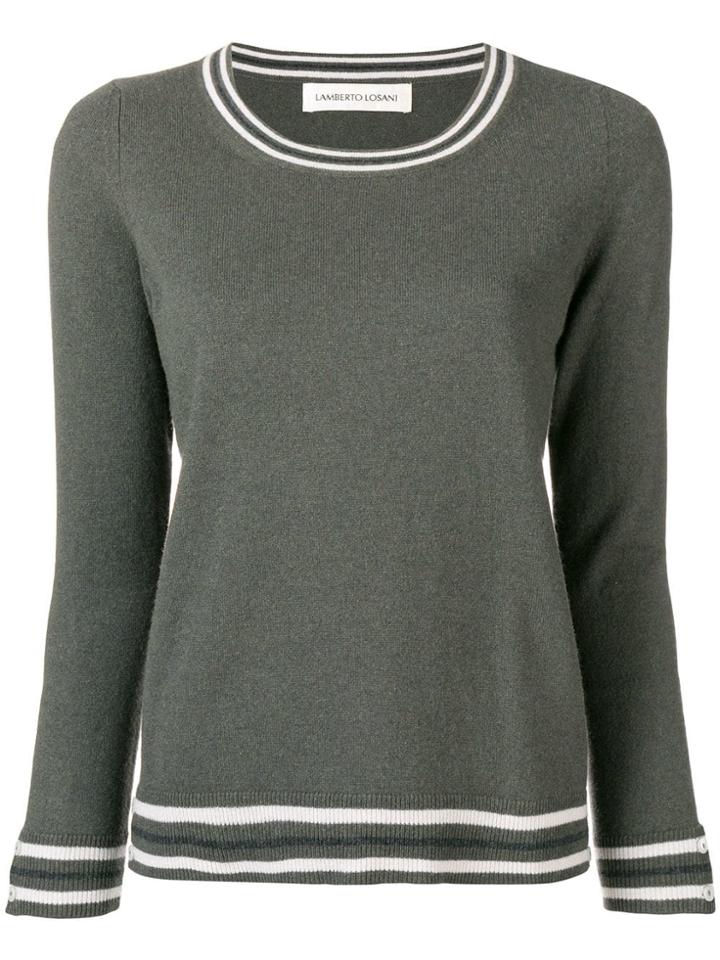 Lamberto Losani Contrast-trim Fitted Sweater - Green