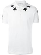 Givenchy Cuban-fit Star Appliqué Polo Shirt, Men's, Size: Large, White, Cotton
