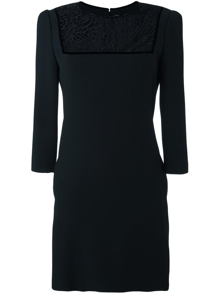 Alexander Mcqueen Lace Panel Cocktail Dress, Women's, Size: 46, Black, Acetate/viscose/silk/polyamide