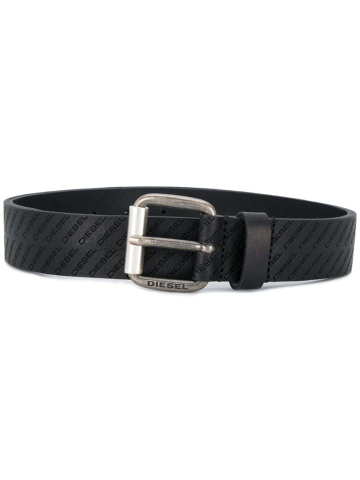 Diesel Debossed Logo Belt - Black