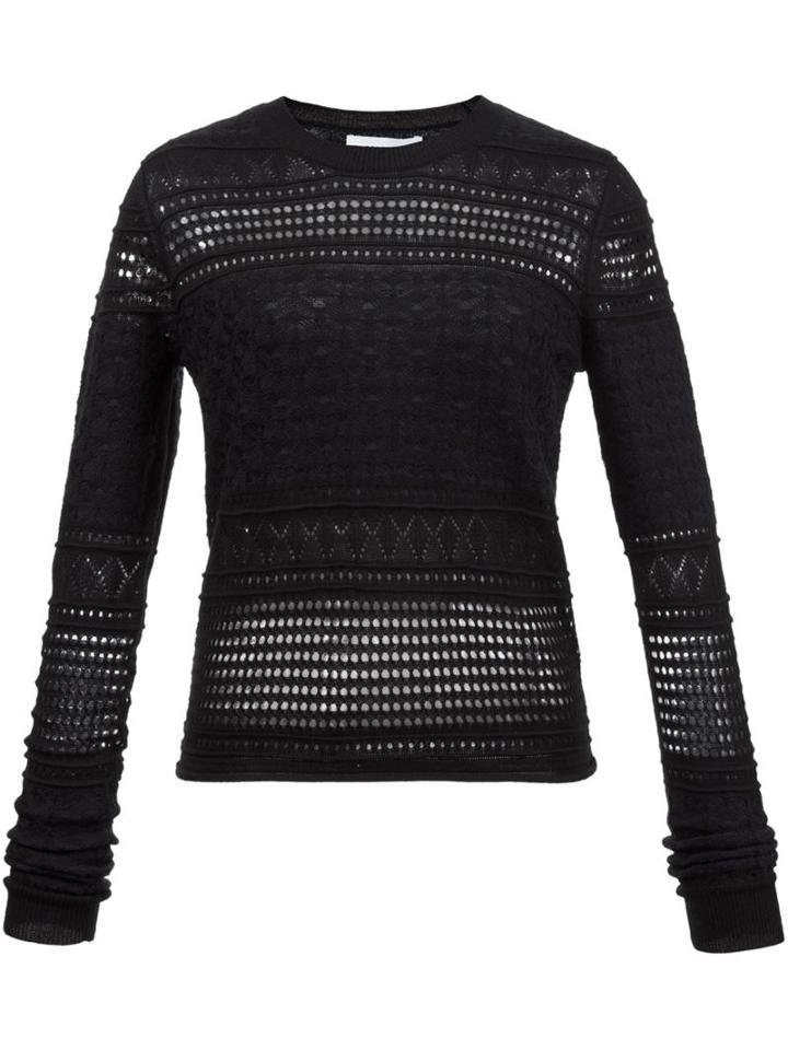 Derek Lam 10 Crosby Perforated Sweater, Women's, Size: Xs, Black, Merino