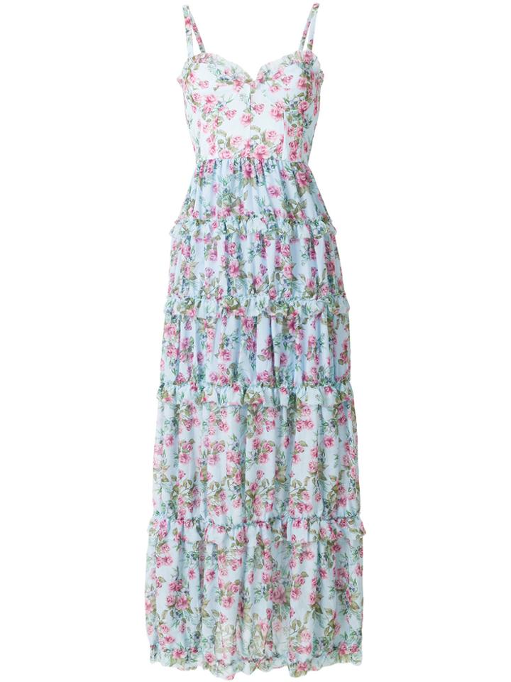 Giuseppe Di Morabito Flared Floral Maxi Dress - Blue