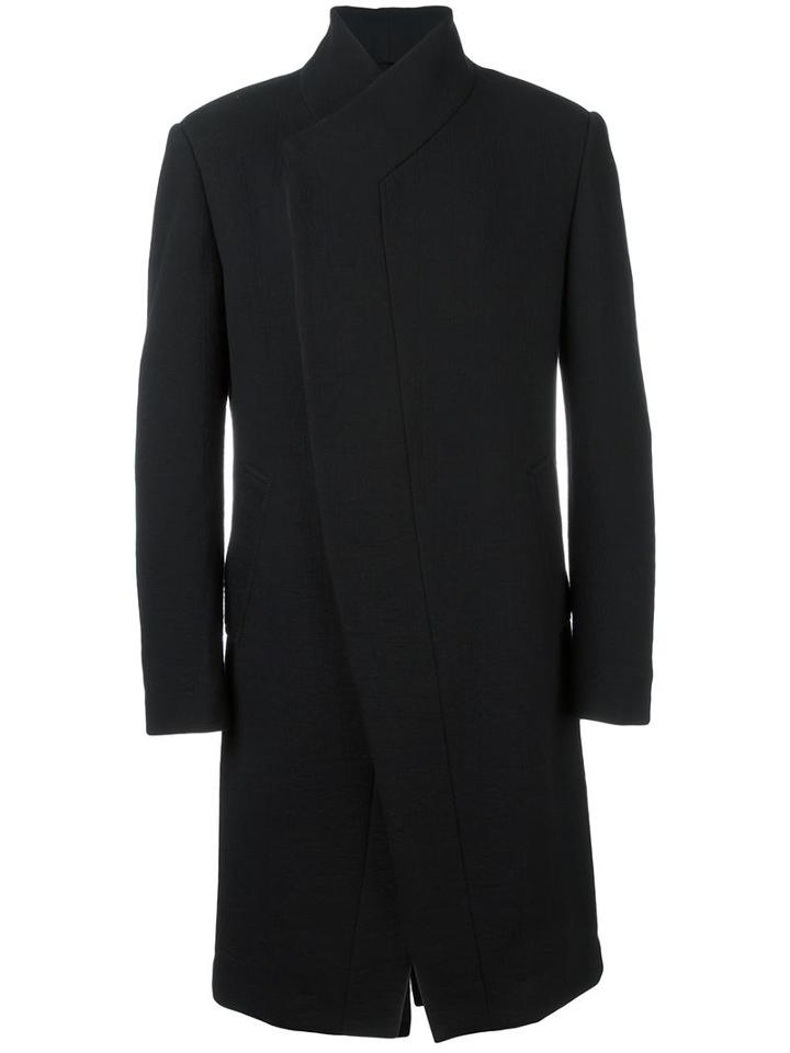 Tom Rebl Concealed Fastening Mid Coat, Men's, Size: 50, Black, Cotton/acetate/viscose/cotton