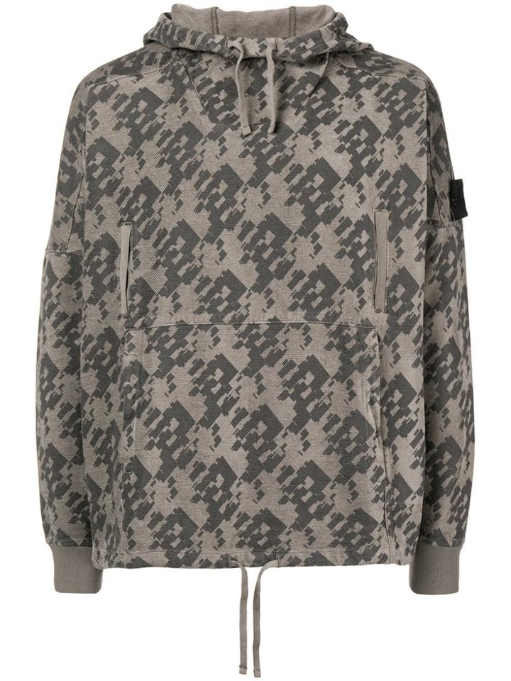 Stone Island Shadow Project Geometric Pattern Hoodie - Grey