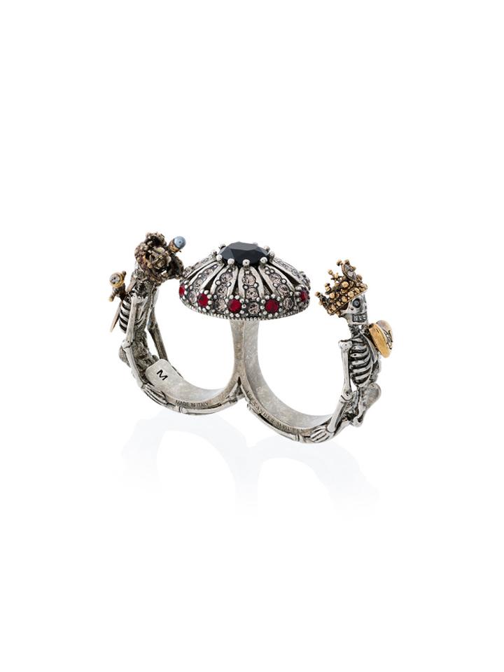 Alexander Mcqueen Queen And King Double Ring - Metallic