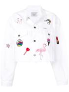 Forte Dei Marmi Couture Cropped Denim Jacket With Patch Appliqués -