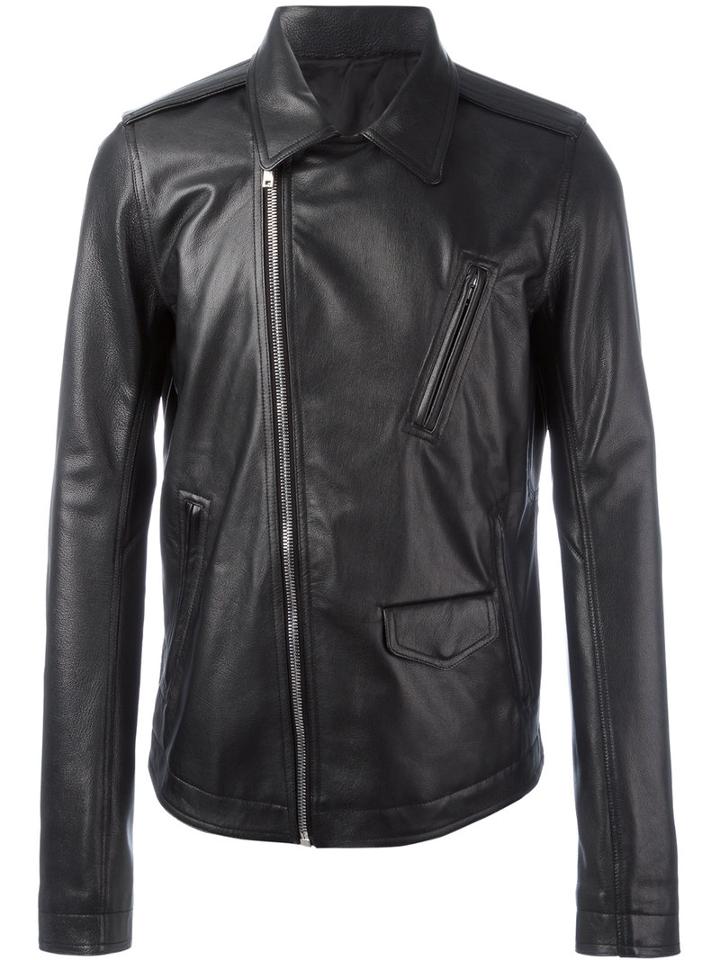 Rick Owens Stooges Biker Jacket, Men's, Size: 48, Black, Goat Skin/cupro/cotton