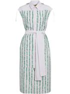 Burberry Scribble Stripe Cotton Shirt Dress - Blue