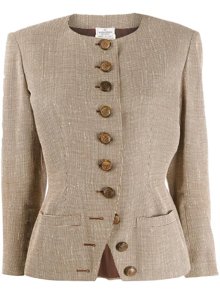 Valentino Pre-owned Check Fitted Blazer - Brown