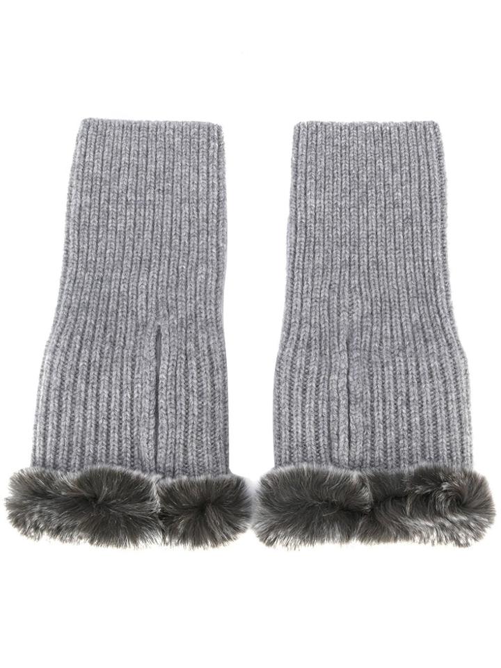 N.peal Cashmere Fingerless Gloves - Grey