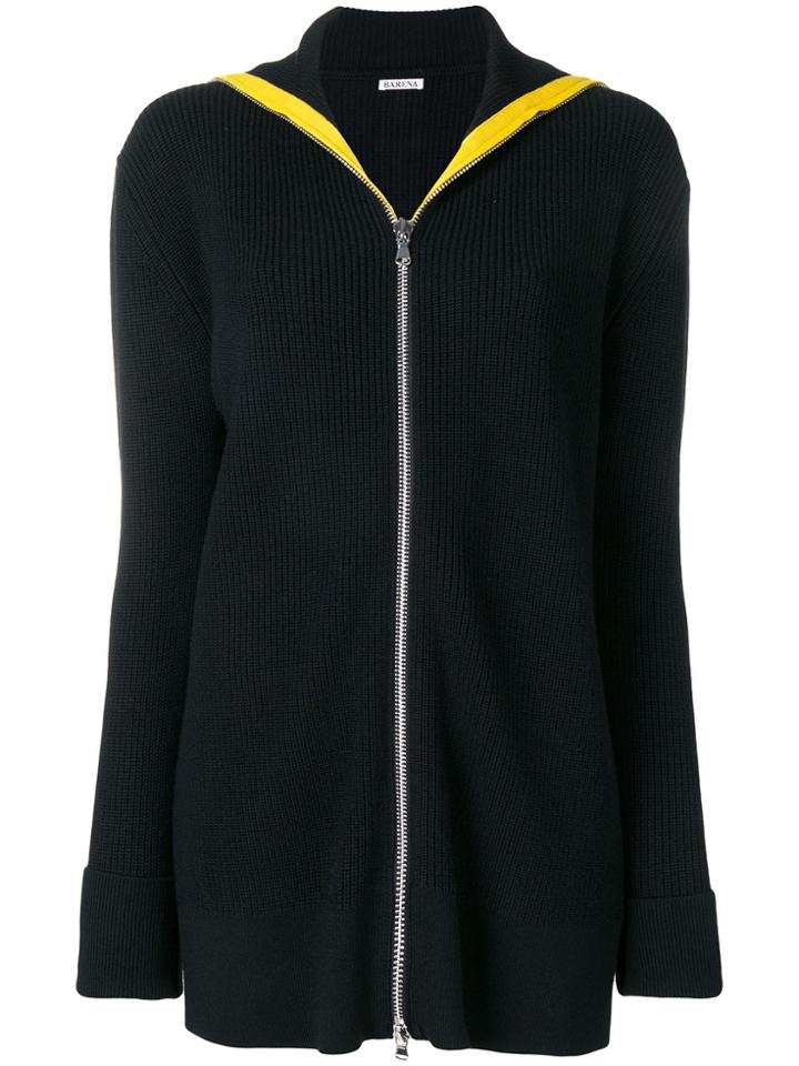 Barena Zip Front Cardigan - Black