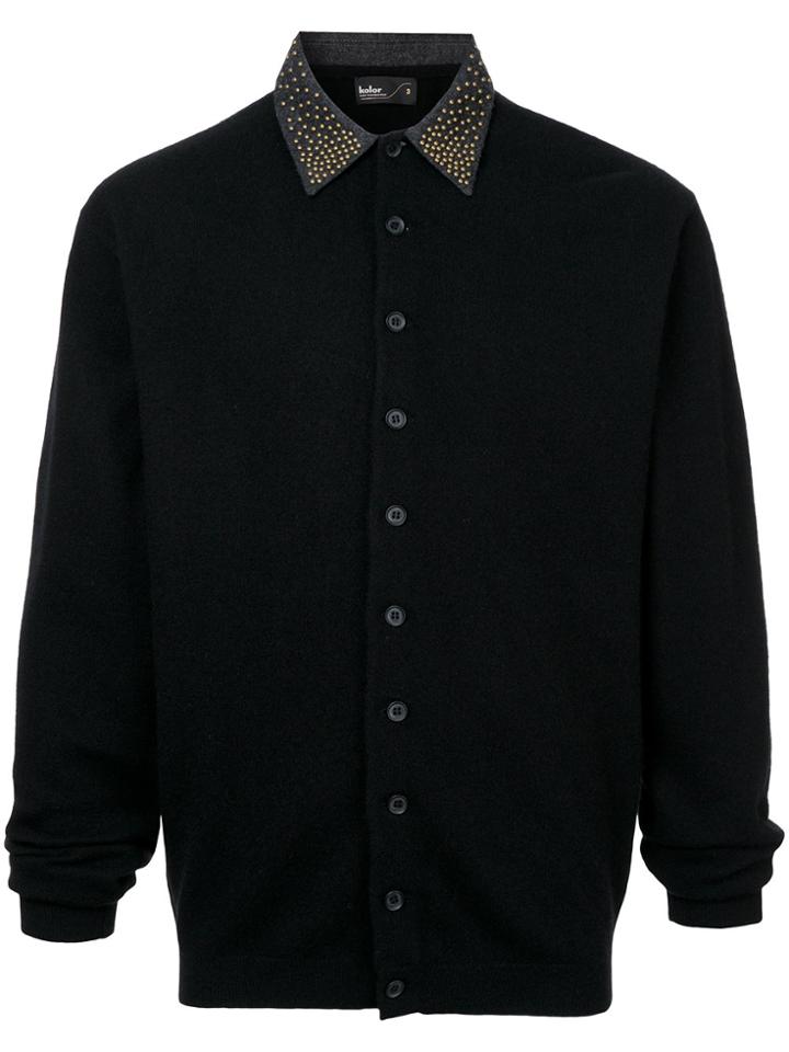 Kolor Studded Collar Knitted Shirt - Black