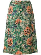 Cotélac Floral Jacquard Midi Skirt - Green