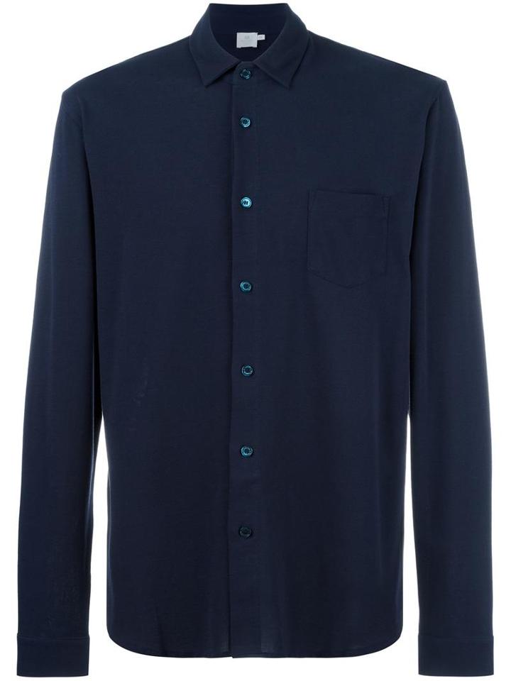 Sunspel Pique Shirt, Men's, Size: Medium, Blue, Cotton