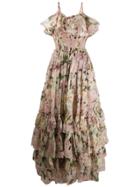 Dolce & Gabbana Lily-print Chiffon Dress - Neutrals