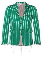 Thom Browne Distressed Banker Stripe Sport Coat - Green