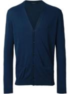 Roberto Collina V-neck Cardigan, Men's, Size: 52, Blue, Cotton